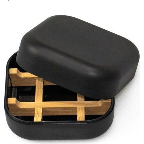 Pair Boîte À Savon De Voyage, Porte-savon En Bambou Avec Couvercle Pour Voyage, Randonnée, Camping (noir)