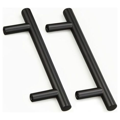 Bunthaus Bouton Porte Meuble - 2 Pièces, Bouton Porte Meuble Inox Noir Entraxe 128mm + Vis - Pour Cuisine