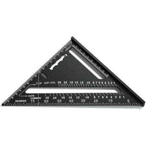 Bunthaus 180 Mm Équerre De Charpentier Noir, Métrique Triangle Règle En Alliage D'Aluminium, De 90 Degrés Triangle Rapporteur, De Haute Précision, De Charpentier, De L'Angle Pour Les Charpentiers, Les