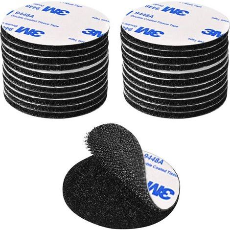 Bunthaus Csparkv 20 Pièces Scratch Autocollant Double Face Extra Fort, Noir Bande Auto-adhésif Réutilisable Rond 5cm Adhesif Double Face Puissant Pour Bricolage/cadre Photos