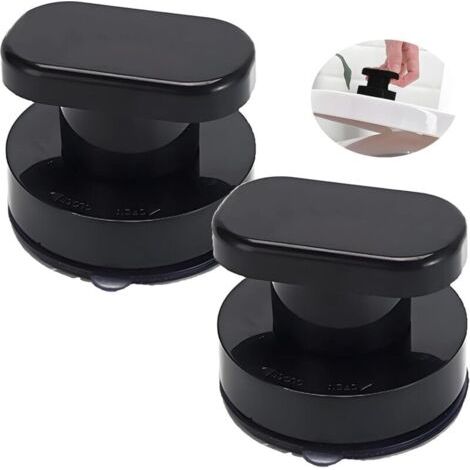 Bunthaus Lot De 2 Poignées De Porte Adhésives Noires Forte Ventouse Pour Porte En Verre, Tiroir, Armoire, Réfrigérateur, Balcon