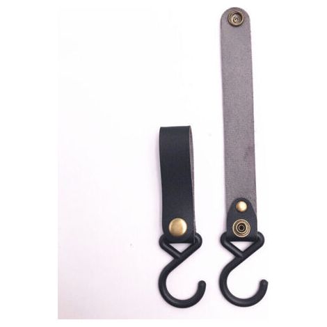 Bunthaus Lntyq Crochets En Cuir En S - Lot De 8 Crochets Métalliques En Forme De S Pour Suspendre, Crochet De Camping En Cuir Noir, Camping, Poussette, Crochets En Cuir Pour Manteau, Serviette, Cuisin