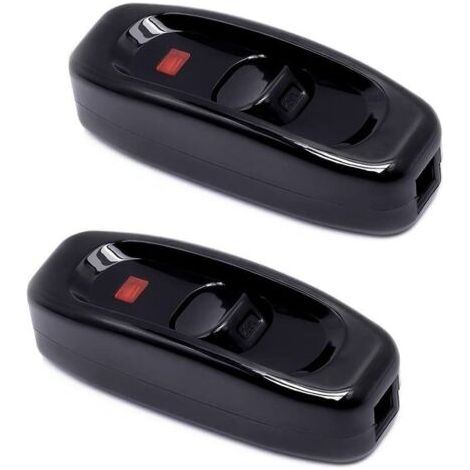 Bunthaus Lntyq 2 Pcs Noir Interrupteur Lampe Inline Switch 250v 10a Interrupteur Intermédiaire Avec Voyant Led Interrupteur À Cordon En Ligne Pour Lampe De Chevet Lampe Table Câble Électrique Miroir L