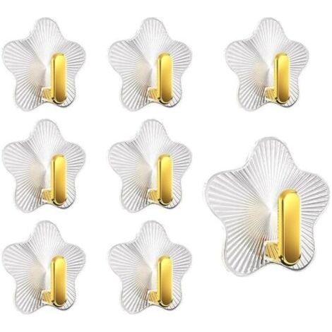 Bunthaus Lntyq 8 Pièces Crochets Adhesifs Transparent Auto Adhesif 5 Kg(max), Crochet Étoiles Auto Adhesif Muraux , Pour Accroche Salle De Bain,cuisine,plafond,accrocher,mural,porte,porte Serviette