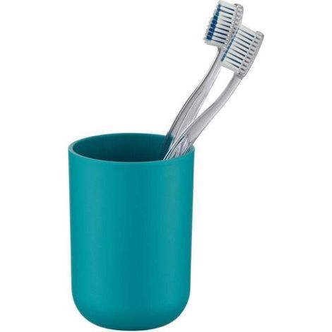 Pair Gobelet Salle De Bain, Porte Brosse À Dent, Brasil, Plastique Pet Incassable, Ø7,3 X10,3 Cm, Turquoise