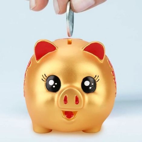 Pair Tirelire Cochon Doré De Dessin Animé Créatif Pour Adultes Et Enfants Banque De Changement Anti-chute Tirelire Cadeau Bon Matériel