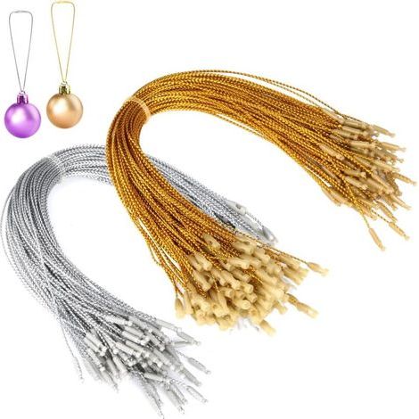 200pcs Ficelle De Noël, Cordes Pour Décor Cintres D'Ornements De Noël Pour Fournitures De Fête De Sapin De Noël (or, Argent)