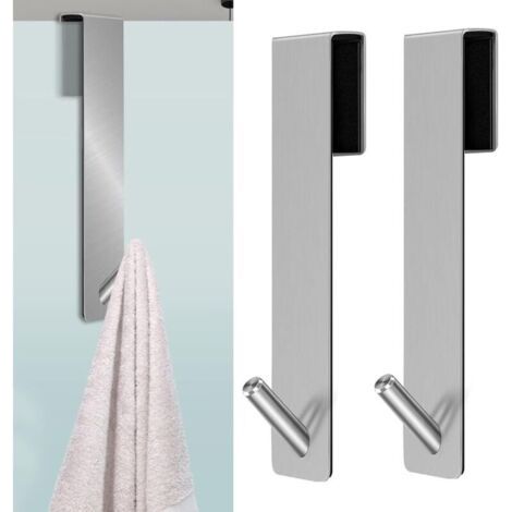 Bunthaus (16,5 Cm/argent)lot De 2 Crochets Pour Porte De Douche, Écran Pour Crochet De Douche, Crochets De Douche Sans Perçage, Crochet De Douche Mural En Verre, Pour Peignoirs Et Serviettes