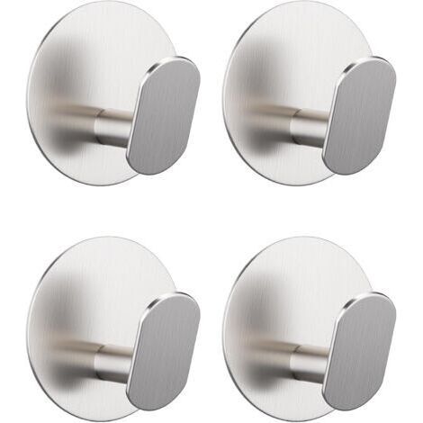 Bunthaus 4 Pièces Crochet Adhesif Mural Rond Porte Manteau Mural Sans Percage Acier Inoxydable Porte Serviette Salle De Bain, Argent