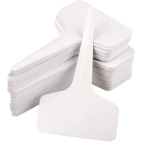 Bunthaus 100 Mini Étiquettes En Plastique Pour Plantes En Forme De T, Étiquettes Pour Plantes, 6 X 10 Cm, Pratique Pour Tous Les Jardiniers Blanc