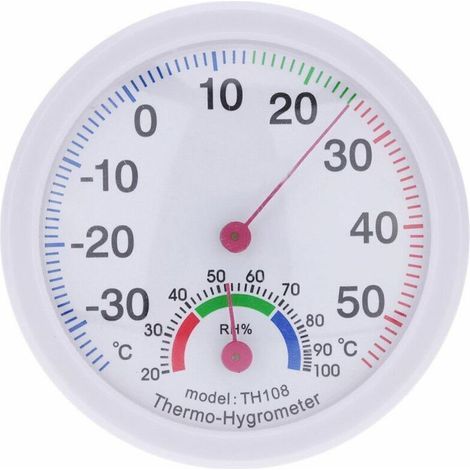 Pair Termómetro Interior Y Exterior Con Forma De Reloj Blanco, Higrómetro De Temperatura, Medidor De Humedad
