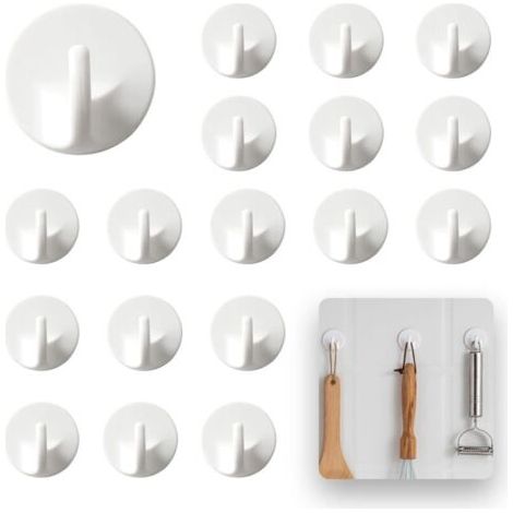 Bunthaus Lntyq Lot De 12 Crochets Adhésifs Blancs - Pour Salle De Bain, Chambre À Coucher, Cuisine, Bureau