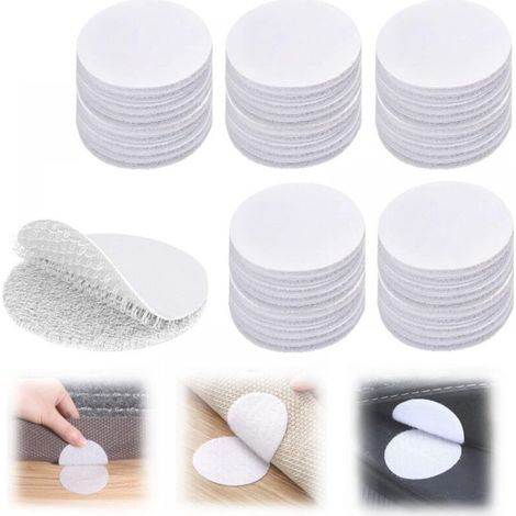 Bunthaus Autocollant Scratch Rond Autocollantes Crochets Et Boucles 50 Pcs Scratch Adhésif Scratch Autocollant Double Face Pour Voiture, Maison, Murs, Sol, Extra-fort, Fixation Sans Perçage, Blanc,60m