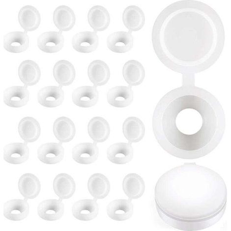 Pair Cache-vis À Charnière En Plastique Plier Les Couvercles À Vis Laveuse Flip Tops Blanc