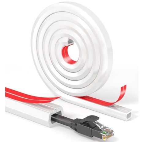 Bunthaus Cache Câble Auto Adhésif Blanc 15mmx2m Conduit Souple Pour Gestion Des Câbles, Installation Murale Facile.