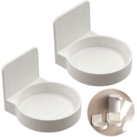 Bunthaus Lntyq Porte Distributeur Savon Mural Blanc - 2 Pieces Support De Distributeur De Bouteille De Pompe, Autocollant Mural, Support Pour Bouteille De Gel Douche, Pour Cuisine Salle De Bains