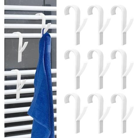 Bunthaus Lot De 12 Crochets Pour Radiateur Rond Multi-usages En Abs - Crochets Pour Radiateur De Salle De Bain - Blanc - Pour Tous Les Radiateurs Standard