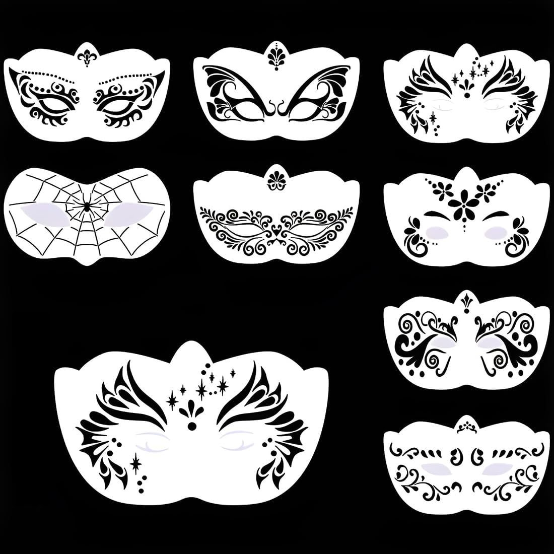 Ccykxa Make-up-schablonen-tattoo-set, Vorlage Für Gesichts- Und Körperbemalung, Dekorationsaccessoire Für Festivals, Karneval Und Halloween