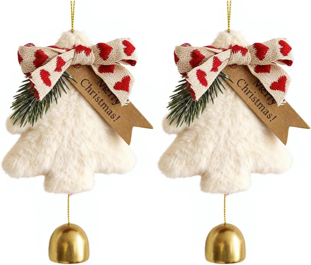 Ccykxa 2-teiliges Set Weihnachtsglocken, Weihnachtsbaumschmuck, Glöckchen Mit Plüsch-weihnachtsbaum, Weihnachtsdekoration Zum Schmücken Des Weihnachtsbaums (weiß)