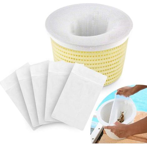 Lot De 5 Filets D'Écumoire De Piscine, Chaussettes D'Écumoire De Piscine, Pour Panier D'Écumoire De Piscine Filtre De Piscine Laitier Pollen Insectes Scum,