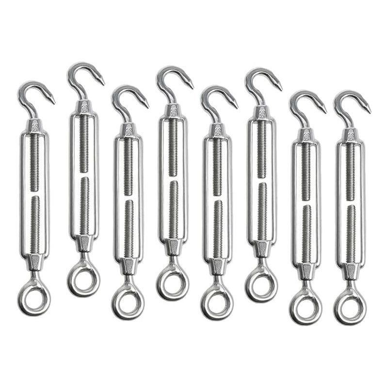 8-teiliger, Verstellbarer M5-drahtspanner Aus Edelstahl Mit Haken Und Öse, Drahtspanner Aus Edelstahl 304 Für Seile, Kabel, Wäscheleinen, Gartenzäune
