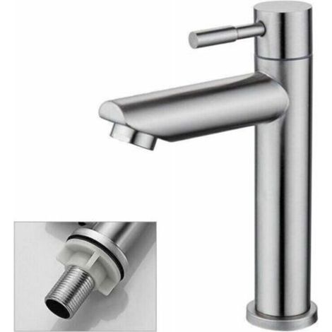 Kaltwasser-waschtischarmatur, Robuste Kupfer-chrom-oberfläche, Waschtischarmatur Mit Herausnehmbarer Strahlreglerkartusche Für Einfache Reinigung Oder Austausch