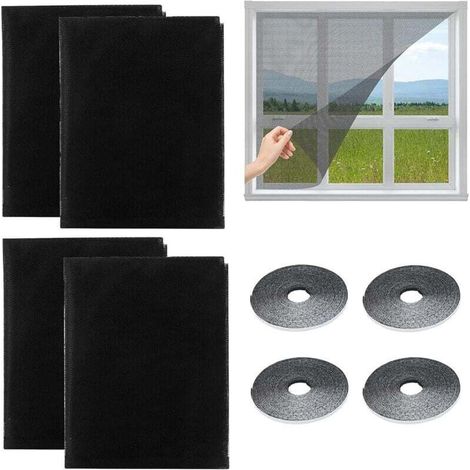Ulisem Moskitonetz-set, 4-teilig, 150 X 130 Cm, Insektenschutz, Moskitonetz Mit 4 Selbstklebenden Streifen, Individuell Zuschneidbar, Für Verschiedene Fenstergrößen