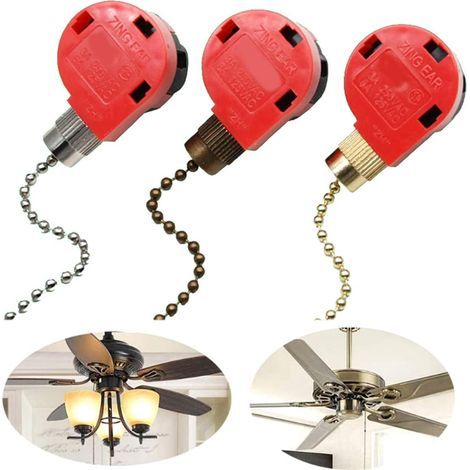 3-stufiger Deckenventilatorschalter – 4-adrig – Zugmechanismus – Ersatz Für Lampen Und Ventilatoren – Ze-268s1