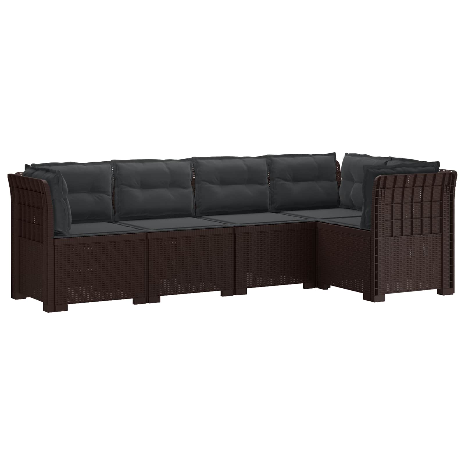 5-sitzer Gartensofa Mit Kissen Rattan-look 5-sitzer Pp Braun Vidaxl