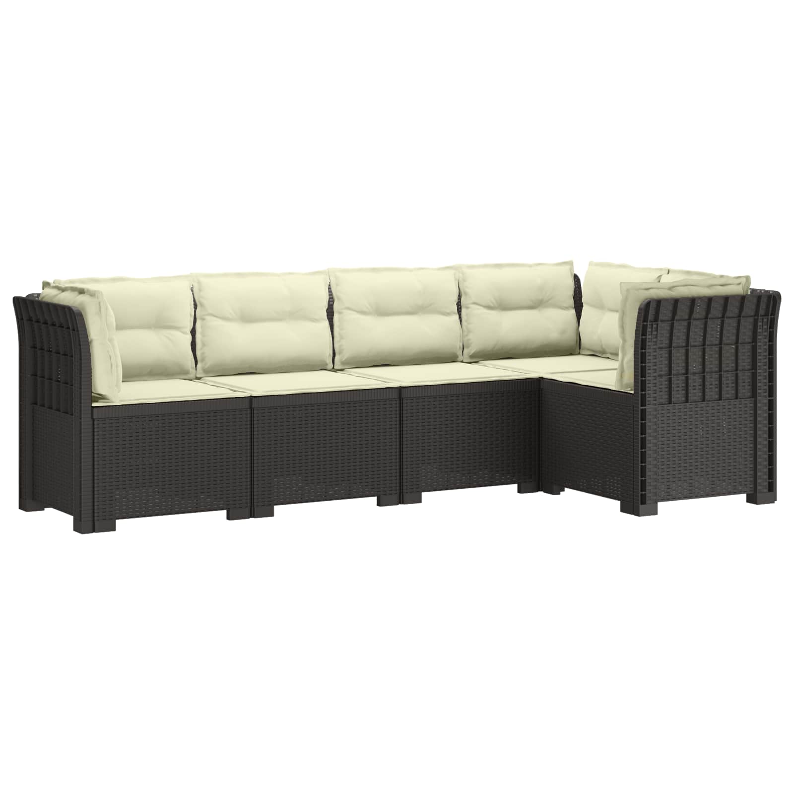 5-sitzer Gartensofa Mit Kissen Rattan-look 5-sitzer Pp Hellgrau Vidaxl