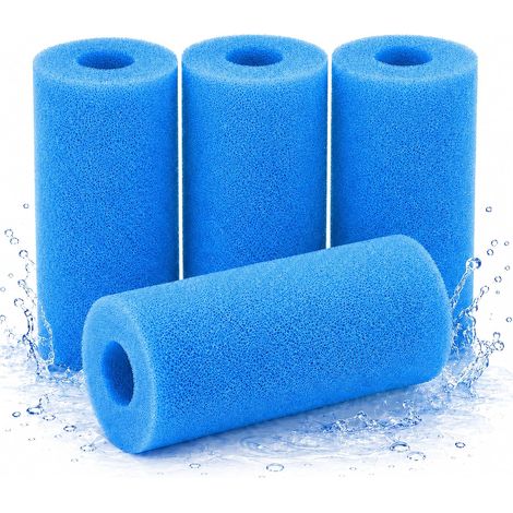 Lot De 4 Filtres Piscine Type A, Cartouche Filtre Piscine En Mousse 20 X 10 Cm, Filtre À Piscine Lavable Et Réutilisable, Éponge Filtrante Pour Spa Et Pompe Compatible