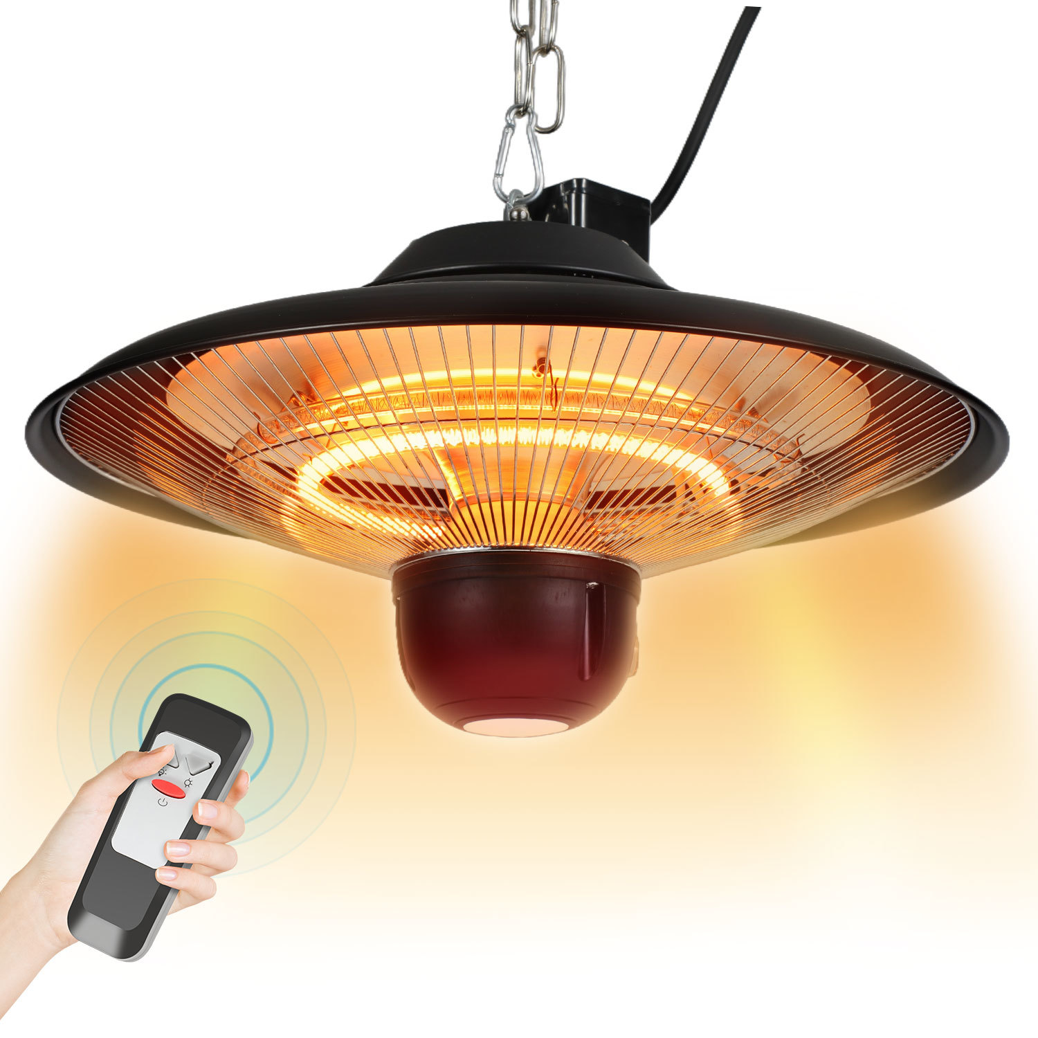Wolketon Heizstrahler 1500w Deckenheizstrahler Carbon Mit Fernbedienung, Led-licht, 3 Heizstufen Für Terrasse