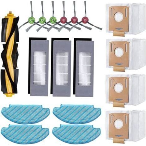 Lot De 18 Accessoires De Rechange Pour Aspirateur Ecovacs Deebot N8 – 4 Lingettes, 3 Filtres Hepa, 4 Sacs À Poussière, 1 Brosse Principale, 6 Brosses Latérales