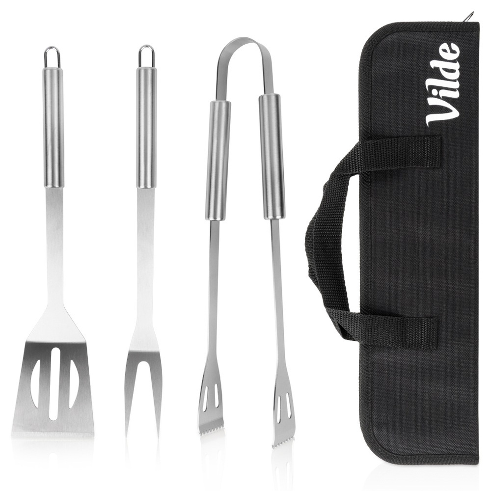 3-teiliges Set Aus Stahl-grillwerkzeugen Im Koffer 489424