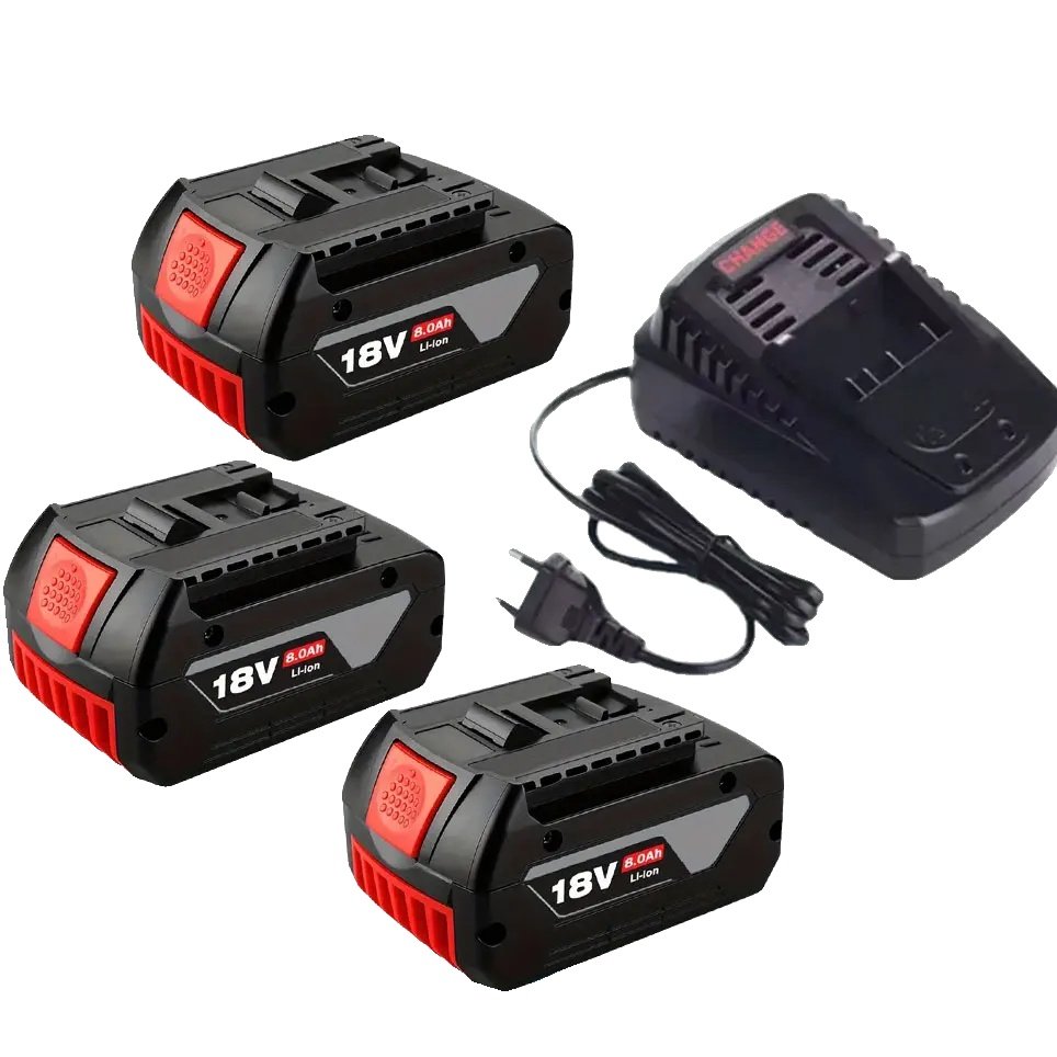 Wiederaufladbarer Akku, 8000 Mah Kapazität, Kompatibel Mit 18-v-elektrowerkzeugen, 3 X 8,0 Ah – Ladegerät X 1