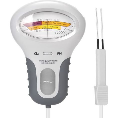 Testeur Ph Et Chlore - Mesure 2 En 1 Pour Piscine Et Aquarium - Ecran Grand Format - Autonettoyant - 1 Pièce