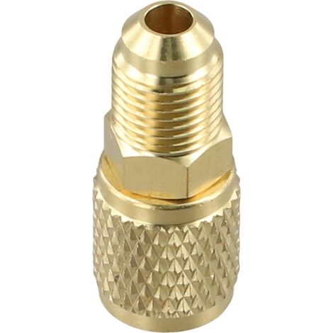Messingadapter Mit 5/16" Sae Außengewinde X 1/4" Innengewinde Für R32-, R410a- Und R22-klimaanlagen – Vergoldete Verschraubung, Robuste Konstruktion, Einfache Installation, Sicherer Zugang Zum Druckve