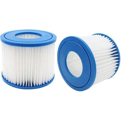 Filtre De Piscine De Rechange Pour Bestway, Cartouche Filtre De Taille Vi Compatible Avec Lay-z-spa, Pour Miami, Pour Vegas, Pour Palm Springs, Pour Paris Pour Monaco (2filters) Blanc Et Bleu