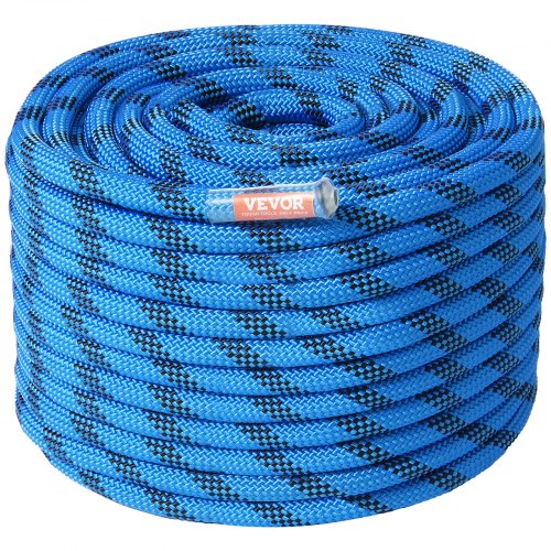 12,7 Mm Statisches Kletterseil, 38 M (125 Fuß) Outdoor-kletterseil, 30 Kn Bruchfestigkeit, Faserseil Mit Stahlkarabinerhaken Für Flucht, Abseilen, Brandrettung, Blau