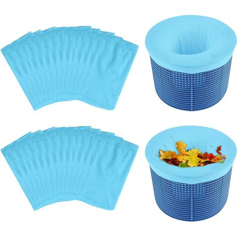 Lot De 30 Filtres Pour Skimmer De Piscine, Filtres En Filet De Nylon Pour Panier De Skimmer, Filtres Réutilisables Pour Skimmer De Surface. Élimine Les Feuilles Et Les Débris, Couleur Bleue