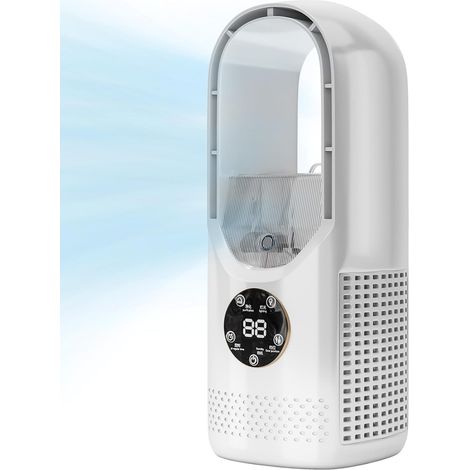 Green Mobility – Rotorblattloser Ventilator Mit Luftbefeuchter Und Rgb-beleuchtung, Usb-betrieben, 6 Geschwindigkeitsstufen, Leiser Persönlicher Ventilator, Geeignet Für Büros, Wohnungen Und Schlafzim