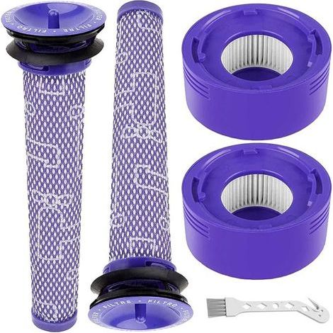 Accessoires Pour Aspirateur Dyson, Adaptés Au Jeu De Filtres Avant Et Arrière V7v8, 2 Filtres Avant + 2 Filtres Arrière + Petite Brosse Blanche