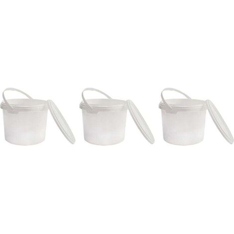 Weiße, 100 % Recycelbare Kunststoff-vorratseimer Mit Deckel, 3er-pack, 1 Liter