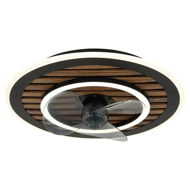 Led Deckenventilator Mit Fernbedienung Ventilator Vor-rücklauf Lüfter Dimmbar, Timer, 3 Stufen, Holzakzent, 36w 1800lm Warm-kaltweiß, D 49 Cm