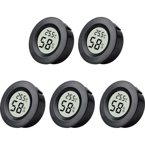 Lot De 5 Thermomètres Hygromètres Noirs