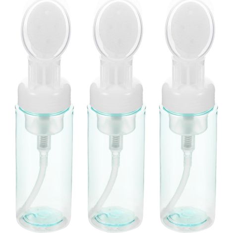 Lot De 3 Flacons Pompe À Pression 60ml Transparents Pour Mousse, Bouteilles Mousse Vides Avec Embout Brosse, Distributeurs Rechargeables Pour Savonnette Moussant, Gel Et Soins