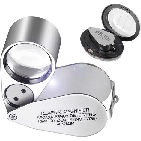 Loupe Bijoutier 40x, Loupe De Poche En Acier Inoxydable Pour Diamants, Bijoux, Pièces De Monnaie, Timbres, Reconnaissance De Monnaie, Identification De Bijoux