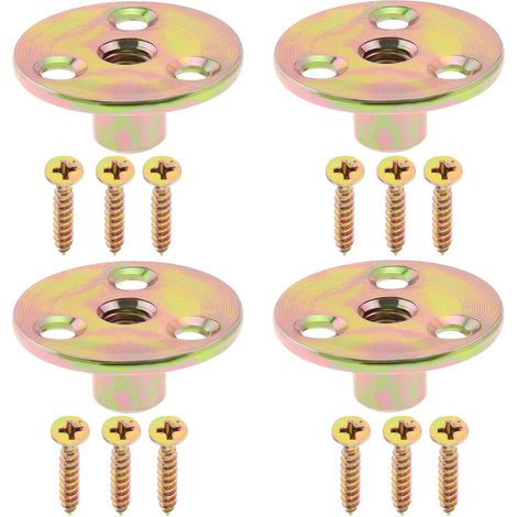 4 Sets Métrique M8 De Kits De Quincaillerie Pour Pieds De Meubles Plaques De Montage Pour Pieds De Meubles Écrou À 3 Trous En Forme De T Pour Canapé Armoire