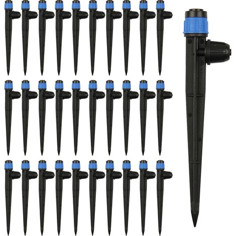 Lot De 30 Émetteurs D'Irrigation Goutte À Goutte Pour Tube De 6,35 Mm, Pulvérisateur De Jardin Avec Goutteurs Réglables Pour Système D'Arrosage De La Maison Et Du Jardin