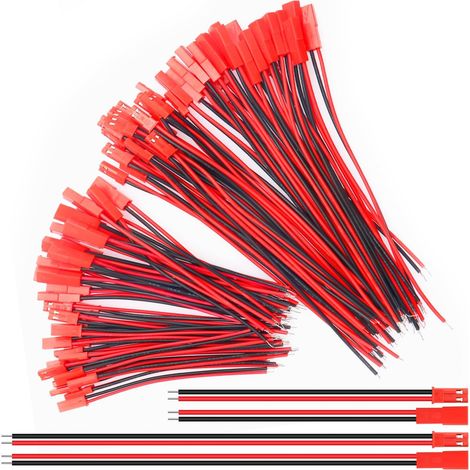 40 Paires Jst Connecteur, 22 Awg Jst Connecteur Prise, 100mm And 150mm 2 Broches Fiche Mâles Et Femelle Connecteur Fil De Câble, Pour Led Bande De Lampe Rc Bec Jouets Batterie Hélicoptère
